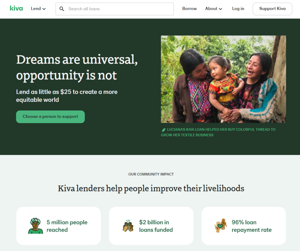 Kiva is a unique P2P lending platform with a mission to expand financial access to underserved communities globally. The platform connects lenders with borrowers in over 77 countries, facilitating small business loans, student loans, and personal loans. Kiva stands out for its focus on social impact and commitment to providing financial opportunities to those who need it most.