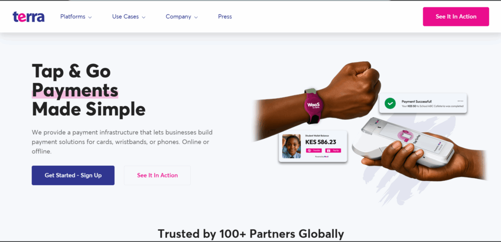 10 Innovative Startups Disrupting Fintechs in Kenya Today 8 Terra, platform that provides farmers with inputs and buyers and its wbesite homepage.